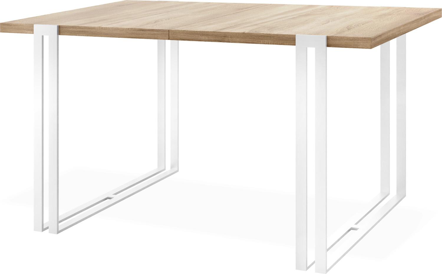 ESSTISCH Lilo rechteckig ausziehbar, Sonoma Eiche 160-260/90/76 cm - Weiß/Sonoma Eiche, Holzwerkstoff/Metall (90/260/76cm) - WFL GROUP