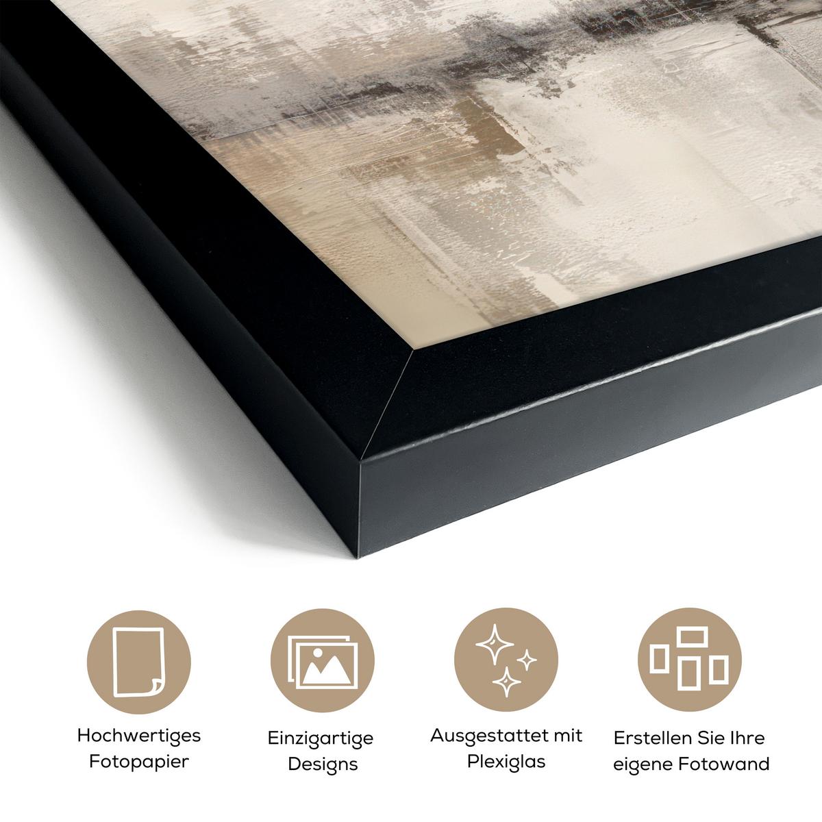 POSTER MIT RAHMENGERAHMTES BILD Moderne Kunst - Abstrakt - Beige 30x20 cm - Beige, Papier (30/20cm) - MuchoWow