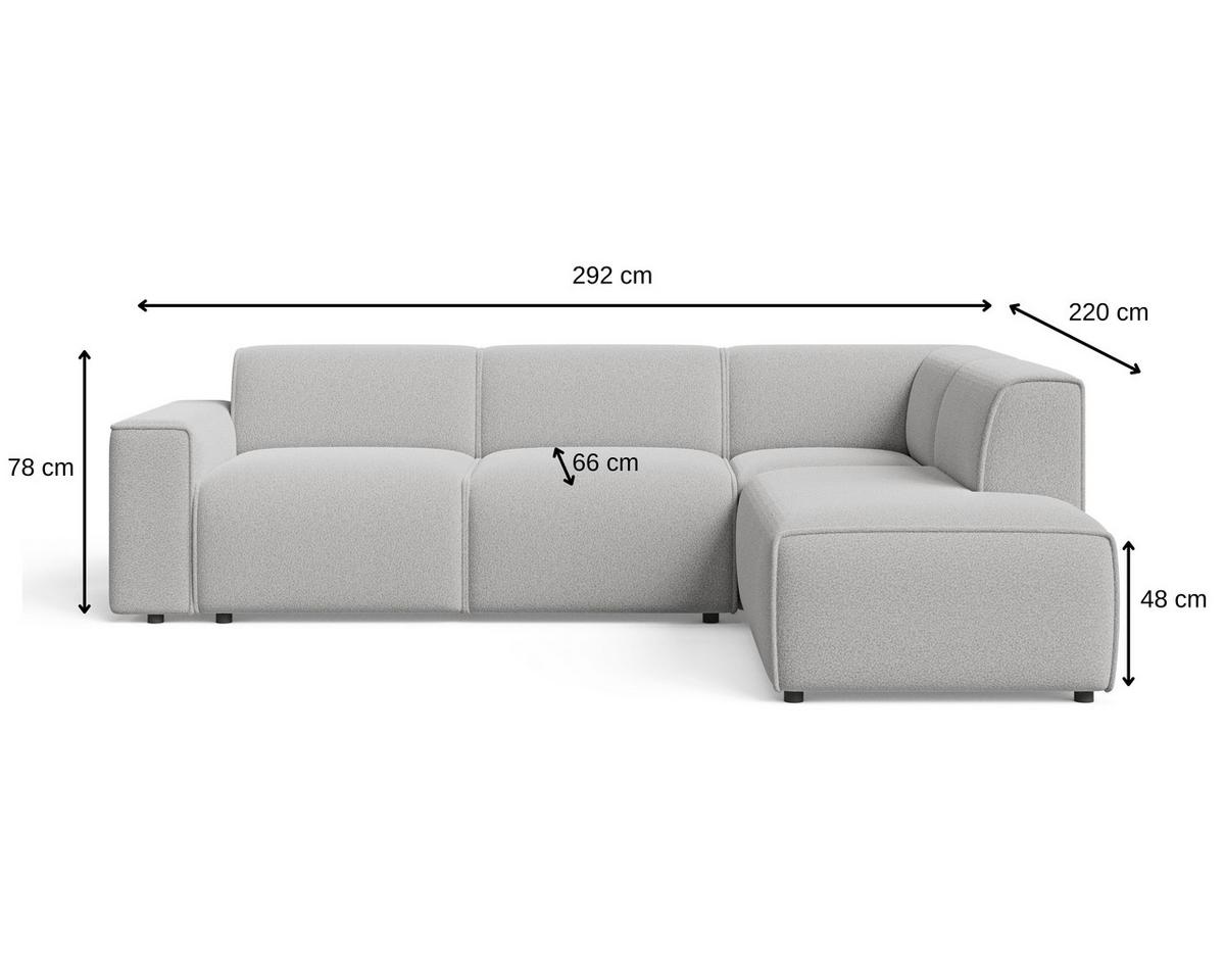 ECKSOFA Eluno Creme Links - Creme/Schwarz, Holz/Kunststoff (220/292cm) - Graingold