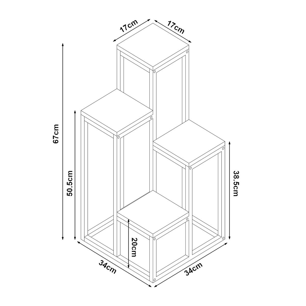 BLUMENTREPPE Ameland - Eichefarben/Schwarz, Holzwerkstoff/Metall (34/34/67cm) - [en.casa]