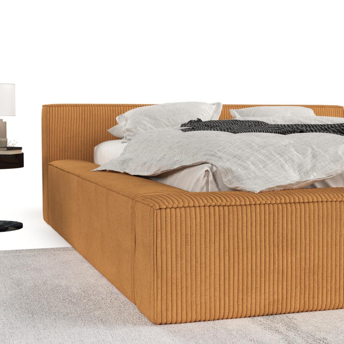 POLSTERBETT Casto mit Stauraum 180/200 cm Honiggelb im Poso Stoff - Schwarz/Naturfarben, Holz/Holzwerkstoff (180/200cm) - AltaBeds