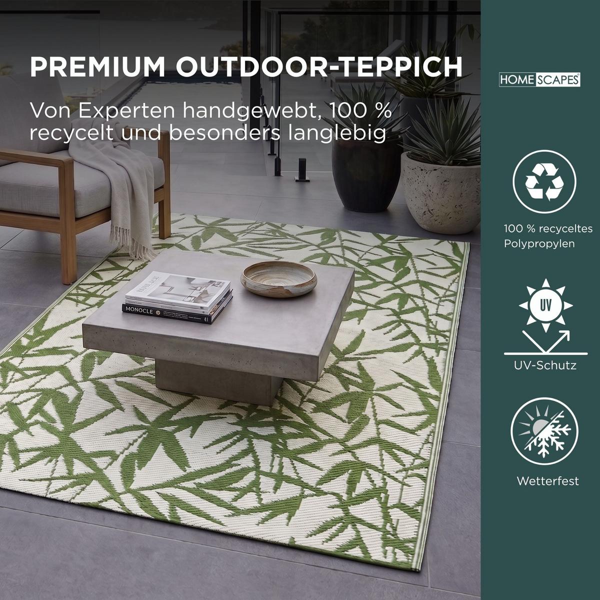 OUTDOORTEPPICH Zena floral gemustert 120/180 cm - Grün, Kunststoff (120/180cm) - Homescapes