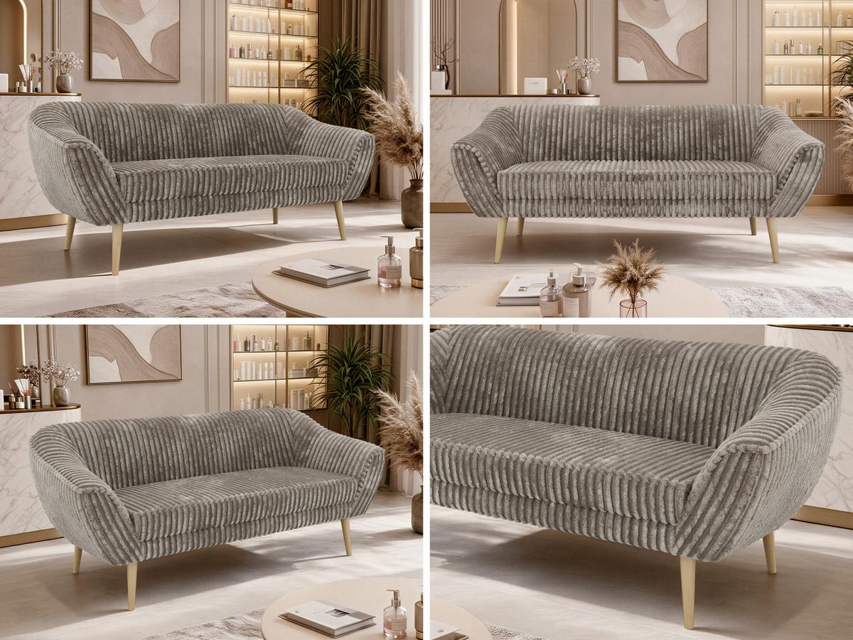 3-SITZER-SOFA PIRS - Hellbraun Cord - Holzbeine - Hellbraun/Buchefarben, Holzwerkstoff/Textil (180/75/74cm) - MKS