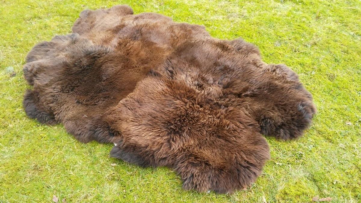 SCHAFFELL Öko Schaffell Läufer Naturbraun 180/120 cm - Braun, Fell (120/180cm) - Provellus