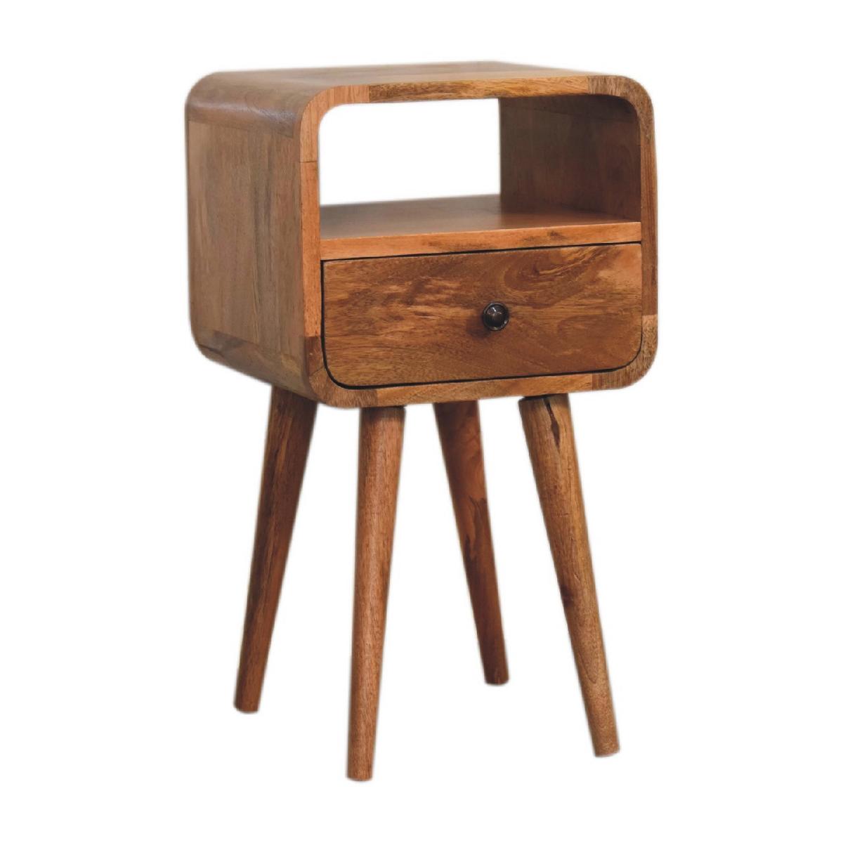 NACHTTISCH mit offenem Fach, 1 Schublade, 1 Offenes Fach, Beige - Messingfarben/Braun, Holz/Metall (30/55/30cm) - Artisan Furniture