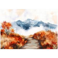 FOTOTAPETE Landschaft Berge Natur Wohnzimmer 150x105 - Multicolor, Papier (150/105cm) - Wallarena