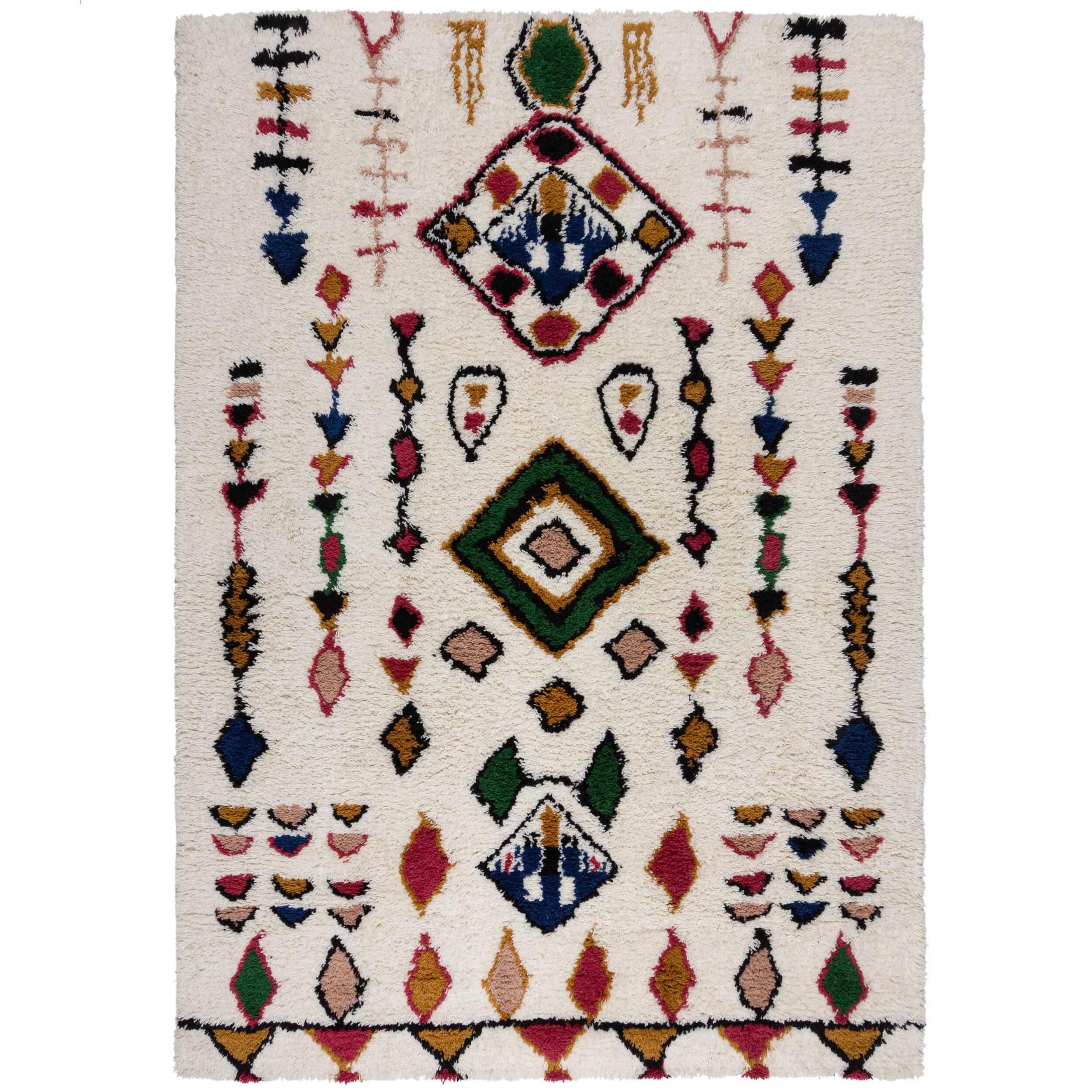 WOLLTEPPICH BRUE, mit Rautenmuster, Bunt, 160 x 230 cm - Multicolor, Textil (230/160cm) - KADIMA DESIGN