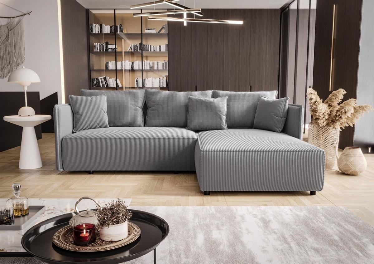 ECKSOFA Evora - Blaugrau, Holzwerkstoff/Textil (245/185cm) - Fun Möbel