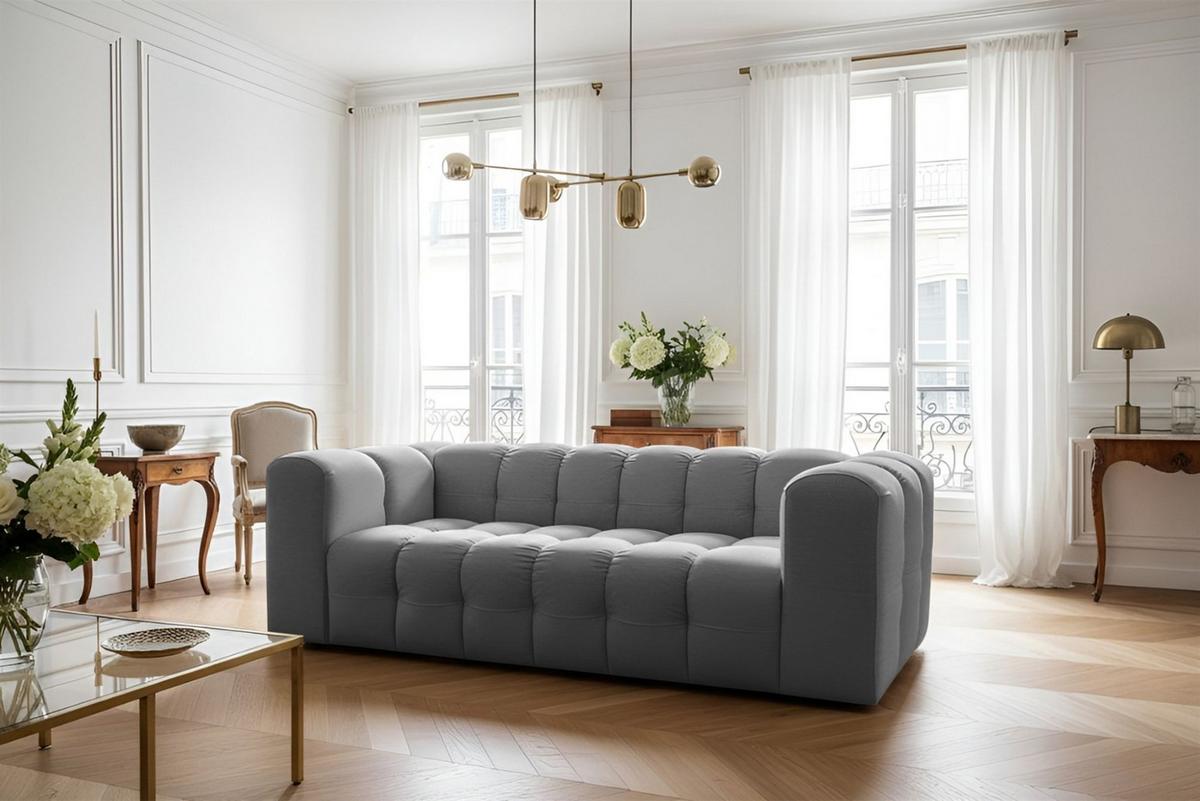 SOFASET Solvie 3-3 In Tiffani - Grau, Holzwerkstoff/Textil (230/75/106cm) - Fun Möbel
