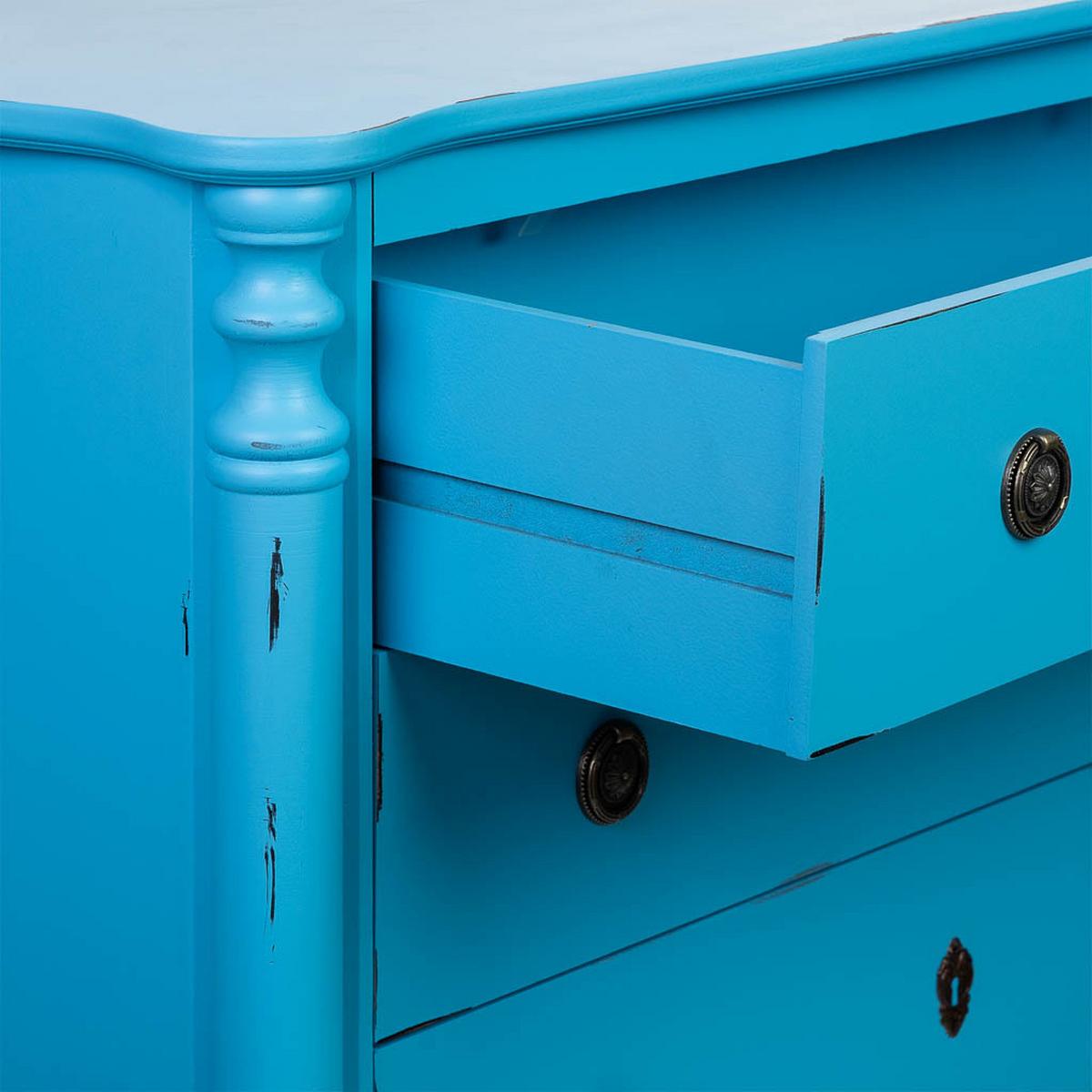 KOMMODE aus lackiertem Holz mit 4 Schubladen 100x40x90 cm - Blau, Holz (100/90/40cm) - Wanderlust