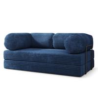 BETTSOFA ALVIO aus Schaumstoff Kordstoff Blau Schlaffunktion - Blau, Textil (170/68/80cm) - MASSENO