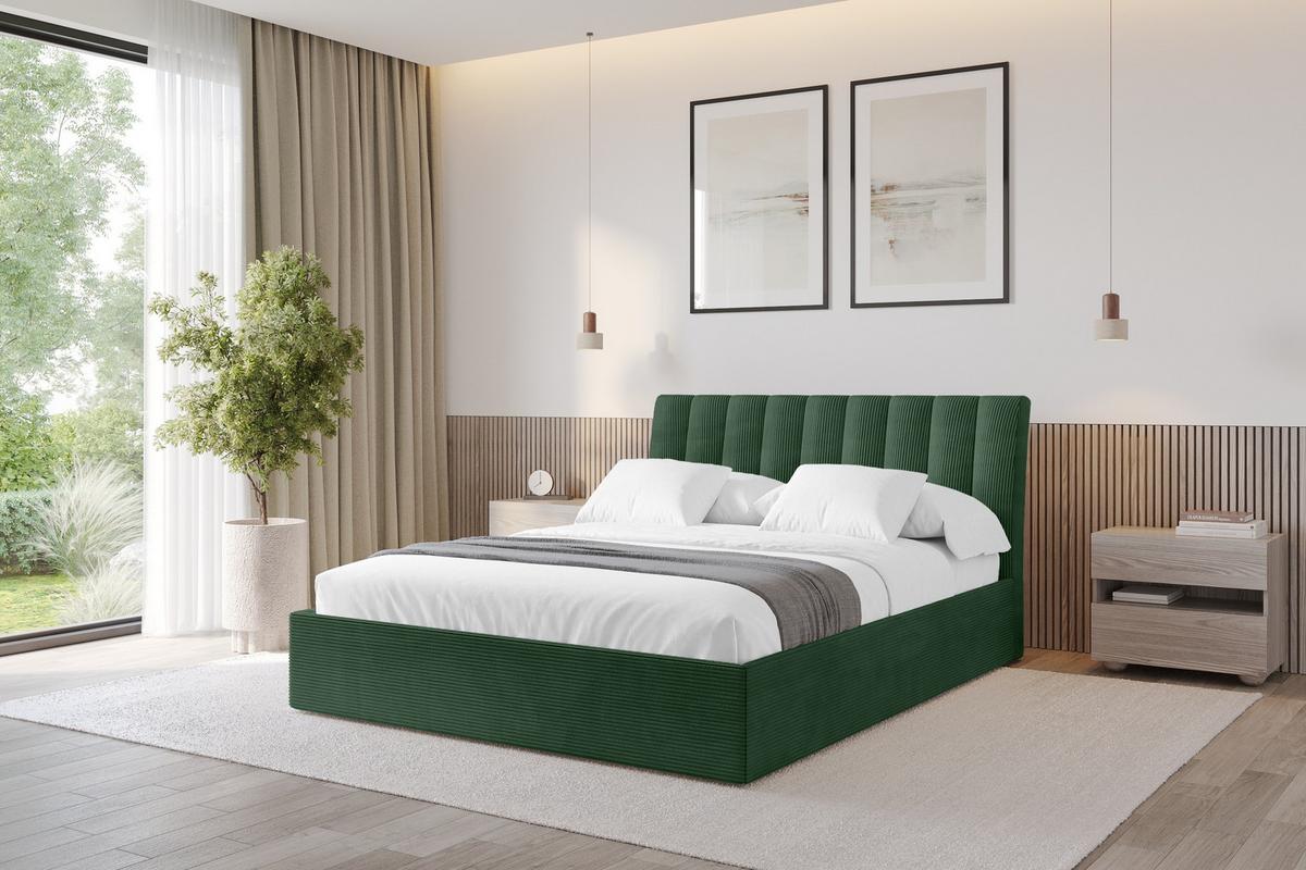 POLSTERBETT mit Bettkasten und Lattenrost, Boxbett ohne Matratze - ILAN 140x200 Grün - Olivgrün, Holzwerkstoff/Textil (140/200cm) - ALTDECOR