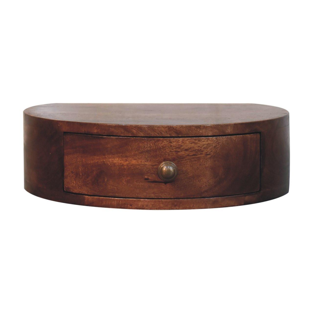 NACHTKASTEN Honigkaramell Wandmontiert Abgerundet, 1 Schublade, Dunkelbraun - Dunkelbraun/Messingfarben, Holz/Metall (40/11/31cm) - Artisan Furniture