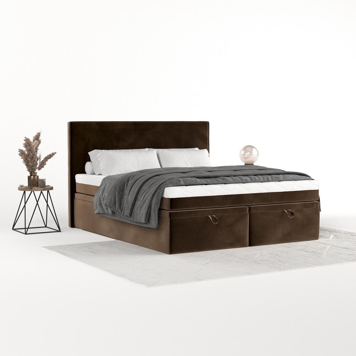 BOXBETT Zalla 160/200 cm Braun im Kronos Stoff - Schwarz/Braun, Holz/Holzwerkstoff (160/200cm) - AltaBeds
