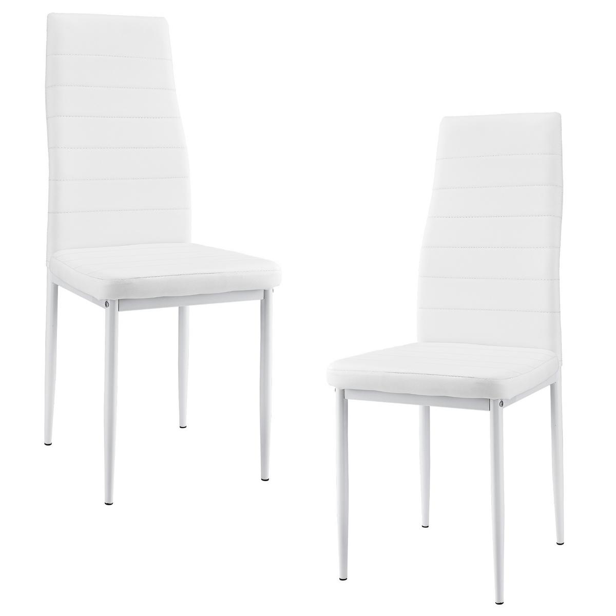 ESSZIMMERSTUHL Lidköping 2er Set - Weiß, Leder (43/96/52cm) - [en.casa]