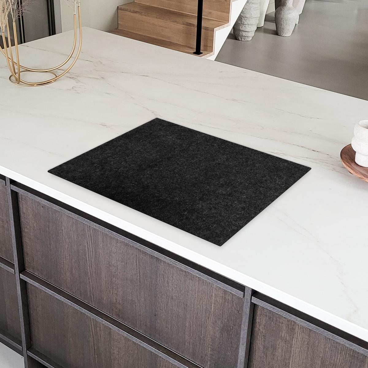 HERDABDECKPLATTE Granit - Schwarz - Granitstruktur - Dunkel Induktionsmatte 71x52 cm - Schwarz, Kunststoff (71/52/0.2cm) - MuchoWow