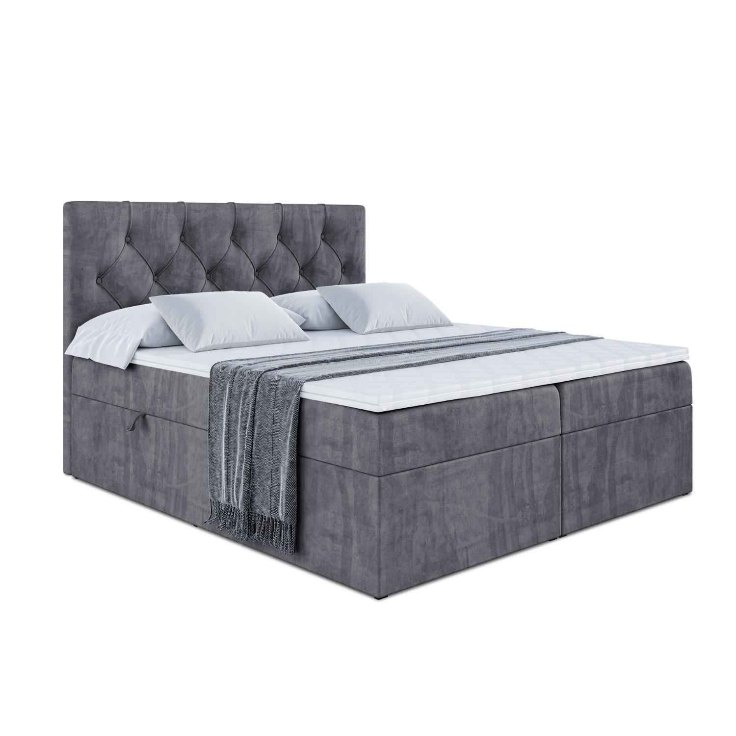 BOXBETT mit Matratze H4 und Lattenrost - MIRAGE - 140x200 - H4 - Dunkelgrau - Dunkelgrau, Holzwerkstoff (140/200cm) - ALTDECOR