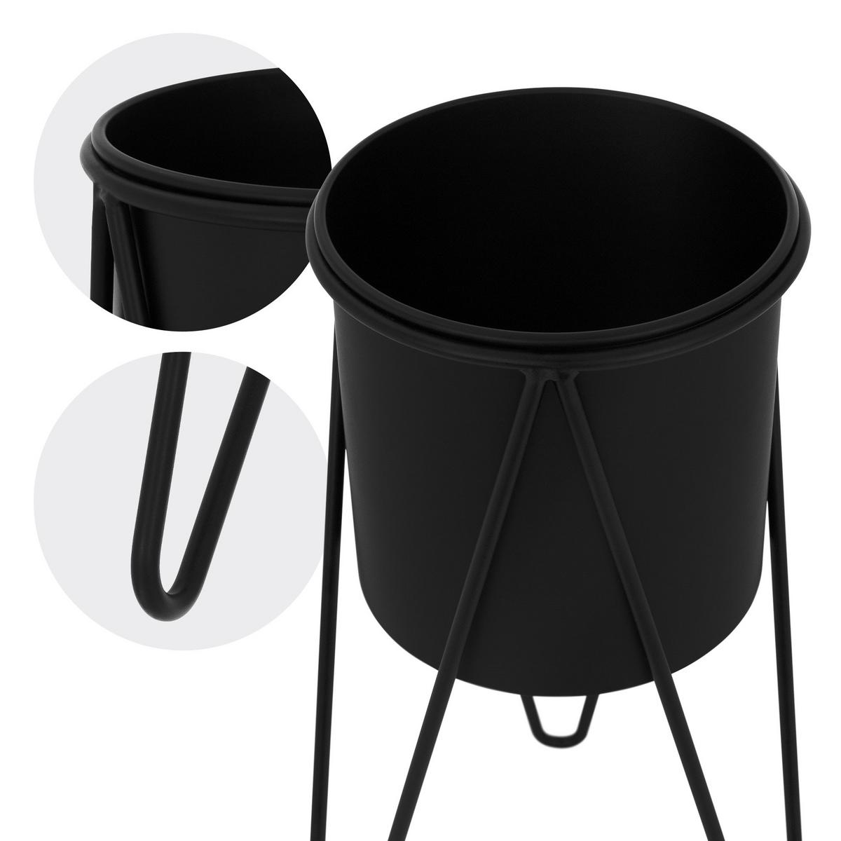 BLUMENSTÄNDER 2er Set Schwarz 27x27x48,5 cm/35,5x34x75 cm aus Stahl - Schwarz, Metall (35.5/34/57cm) - ML-DESIGN