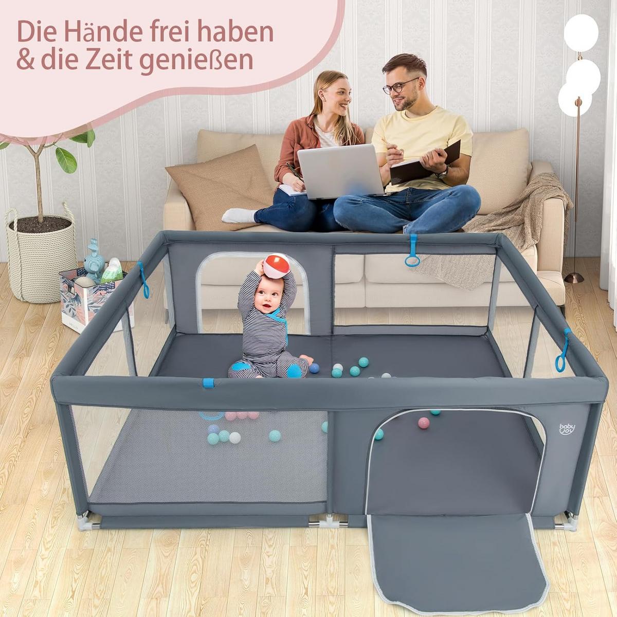 LAUFSTALL 68cm Grau - Grau, Kunststoff (200/180cm) - COSTWAY