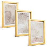 BILDER SET 3er Set - 20x30 cm Goldrahmen - Verschüttete Boho-Aquarellfarben - Goldfarben, Kunststoff (20/30cm) - TULUP