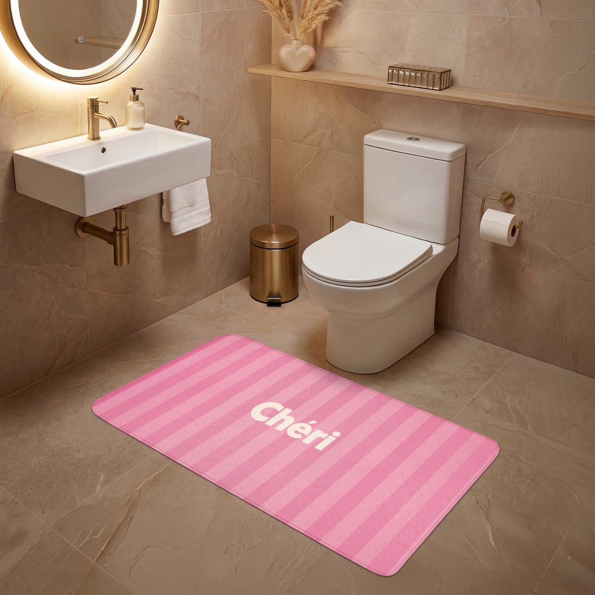 WC-VORLEGER Gestreift - Rosa - Chéri WC Teppich 120x60 cm - Pink, Textil (120/1cm) - OnlyWow