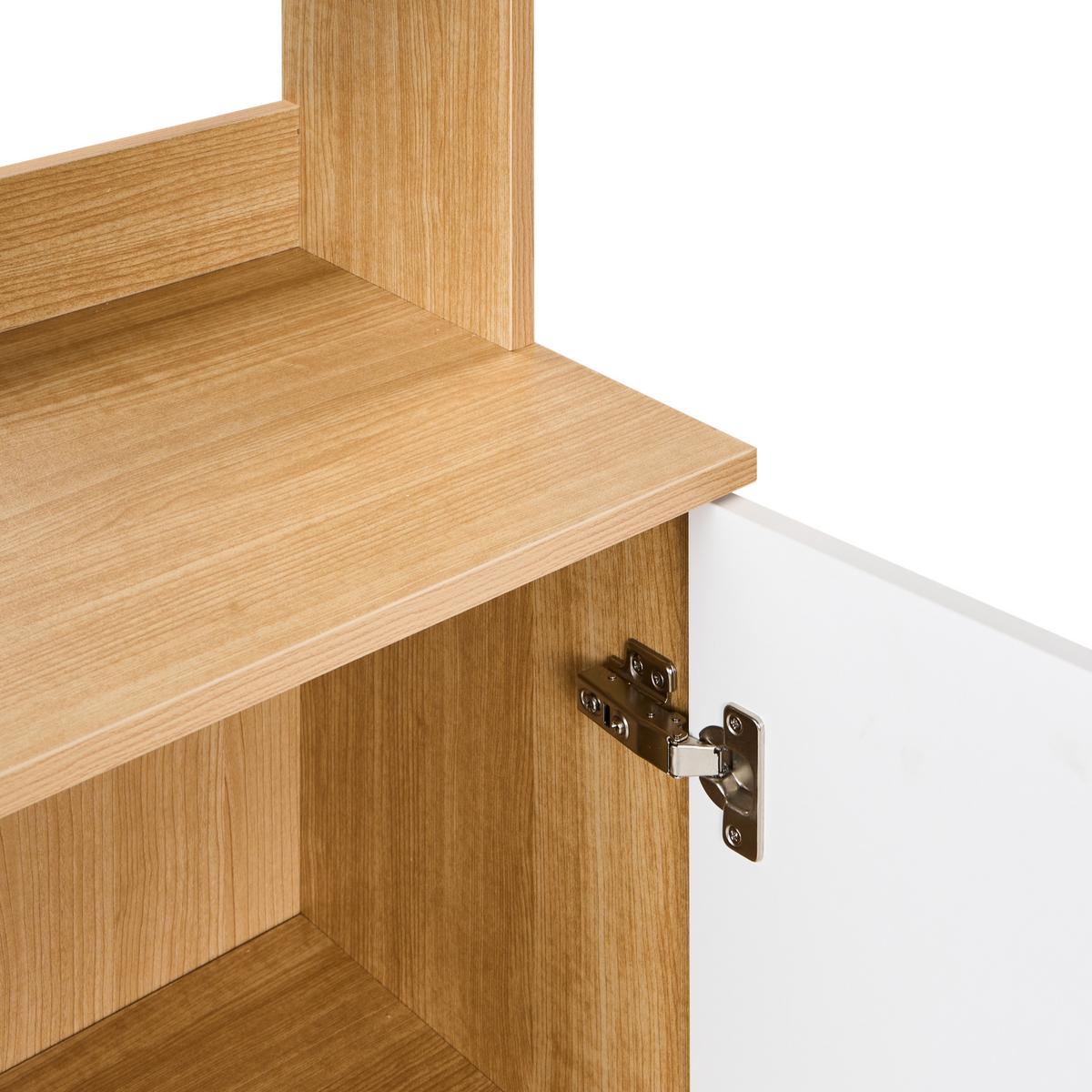 VITRINE mit Glastüren 80 cm Weiß Cygnet - Hellbraun, Holzwerkstoff (80/182/34cm) - Beliani