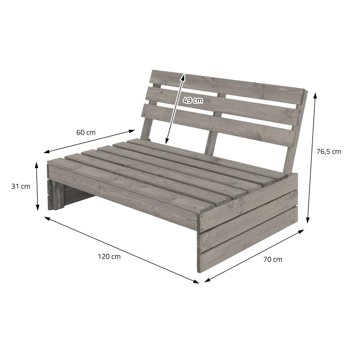 HOLZBANK - Grau, Holz (80/76.5/116cm) - ML-DESIGN