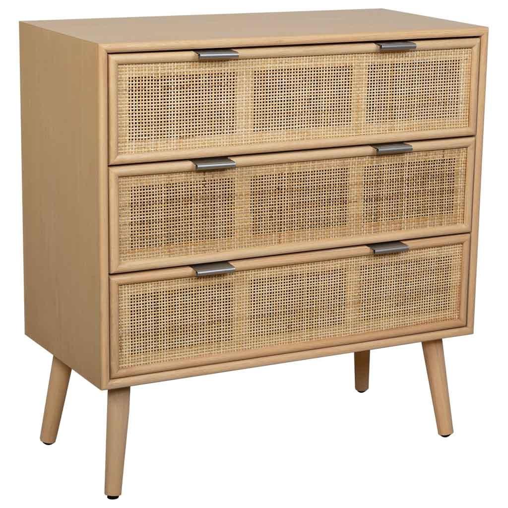 KOMMODE aus MDF und Rattan und Gitter, braun, 75x35x78cm - Braun, Holzwerkstoff (75/78/35cm) - Wanderlust