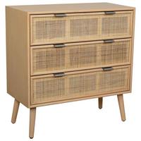 KOMMODE aus MDF und Rattan und Gitter, braun, 75x35x78cm - Braun, Holzwerkstoff (75/78/35cm) - Wanderlust