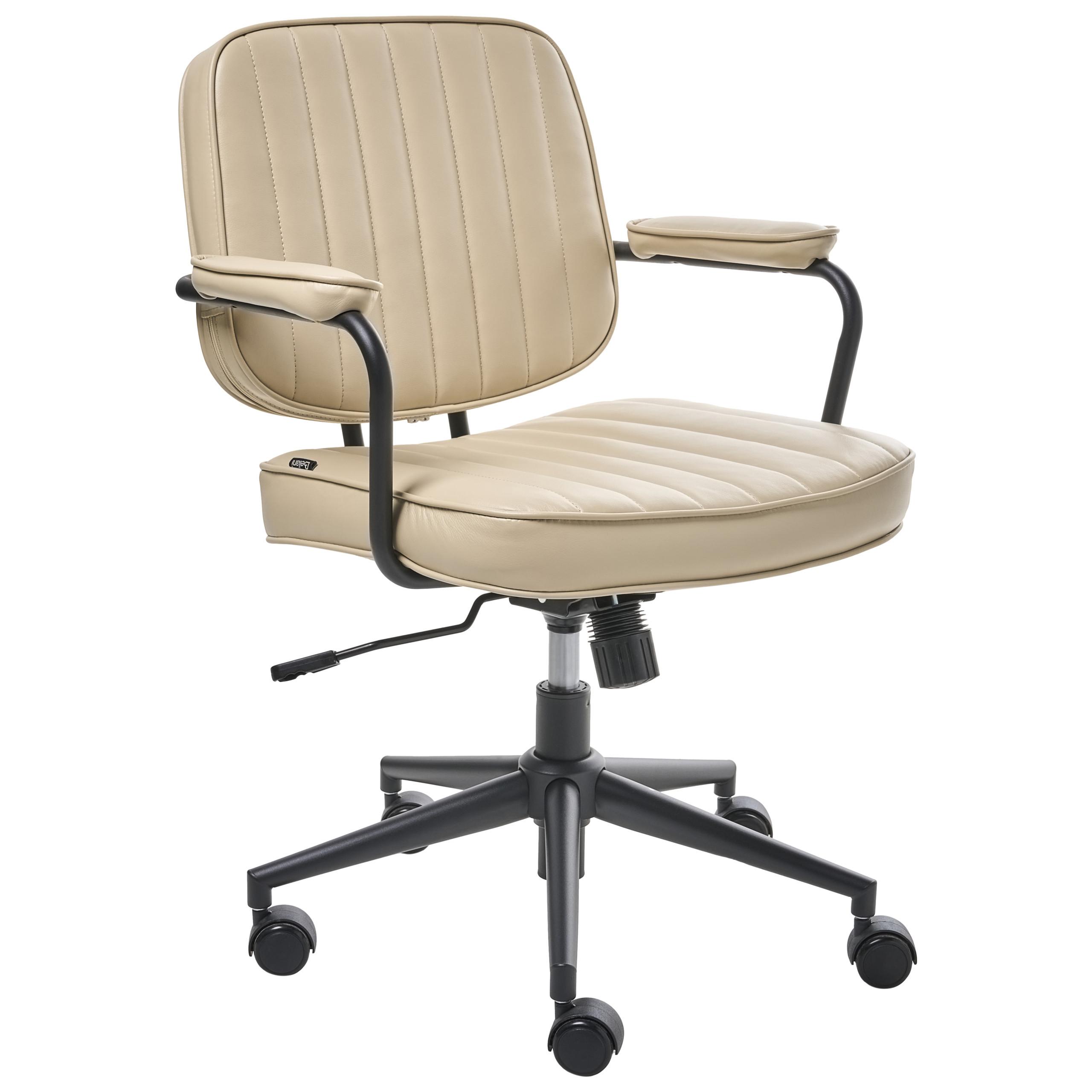 SCHREIBTISCHSTUHL Kunstleder Beige Berne - Beige, Kunststoff (60/80/60cm) - Beliani