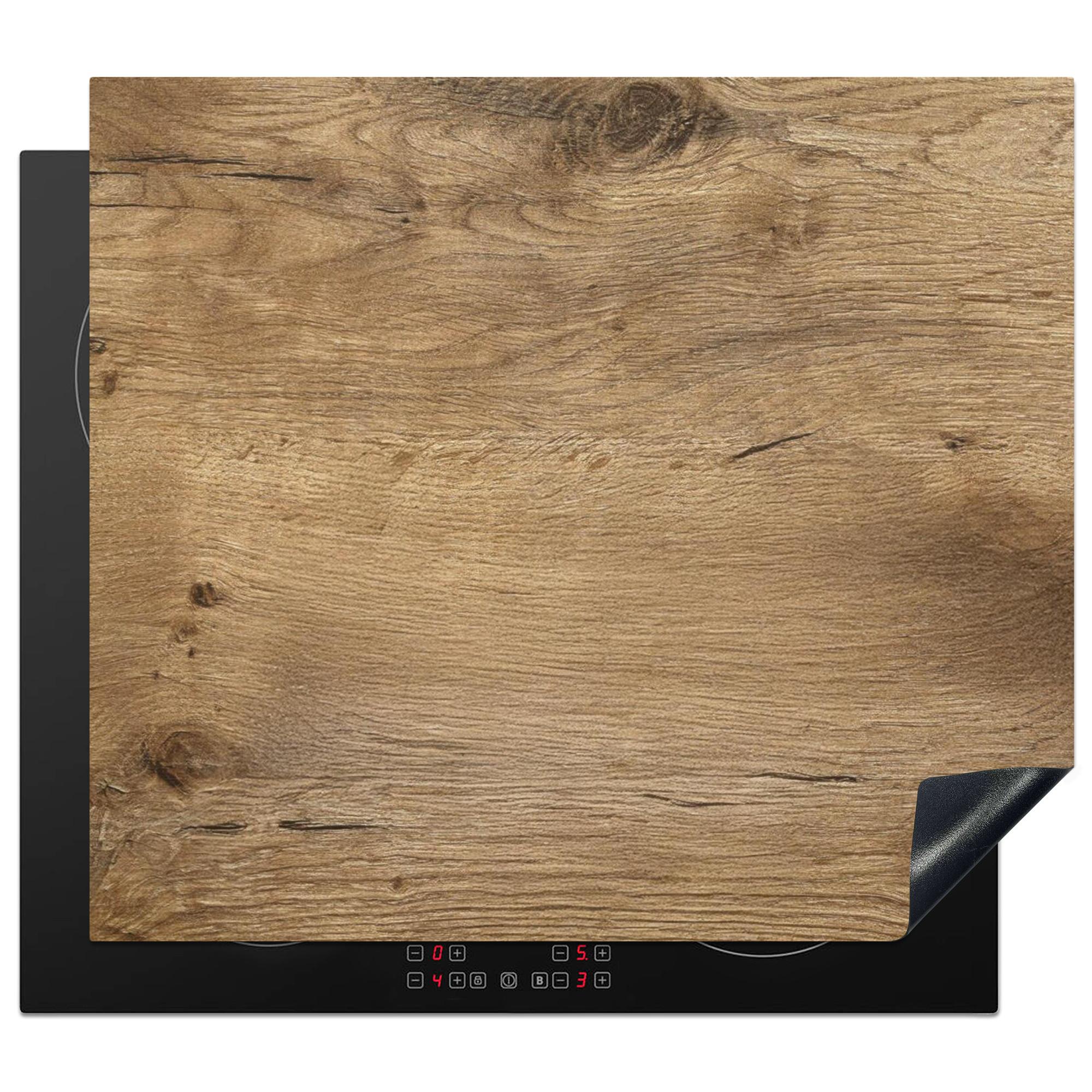 HERDABDECKPLATTE Holz - Braun - Holzoptik Ceranfeldabdeckung 59x52 cm - Eichefarben, Kunststoff (59/52/0.2cm) - MuchoWow