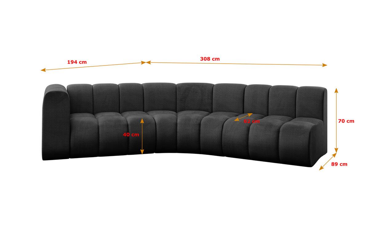ECKSOFA modulares Sofa Karex-L1 - 308x194x70 cm Schwarz - Schwarz, Holzwerkstoff/Textil (308/194cm) - ALTDECOR
