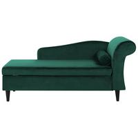 CHAISELONGUE Samtstoff smaragdgrün rechtsseitig Luiro - Schwarz/Grün, Textil (160/77/70cm) - Beliani