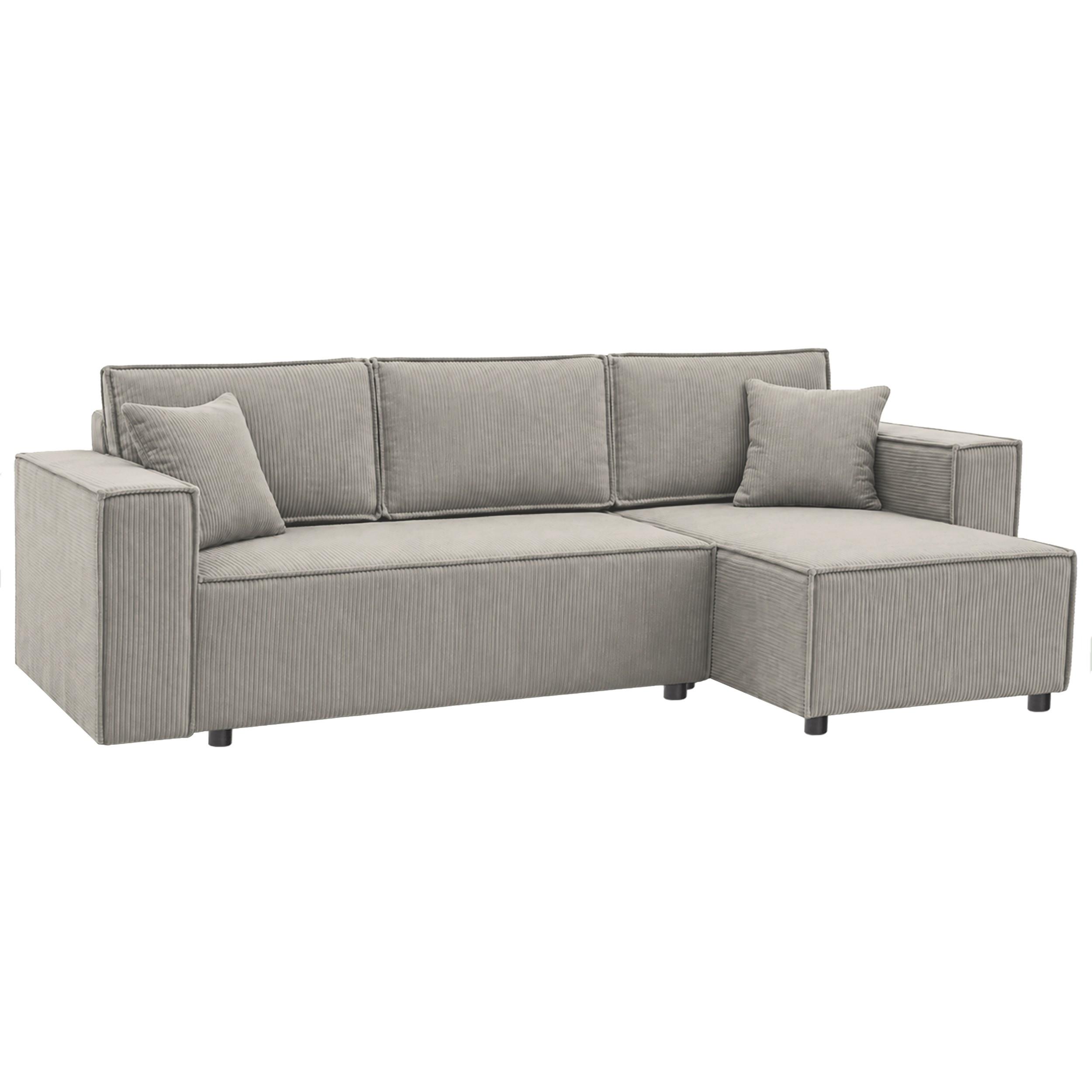 ECKSCHLAFSOFA Neapol mit Bettkasten, 255 cm, Cord-Stoff, Cappuccino - Schwarz/Cappuccino, Textil (256/148cm) - Beautysofa