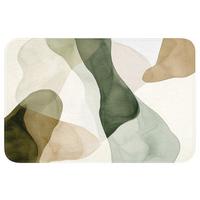 BADEMATTE Japandi - Abstrakt - Grün 60x40 cm - Grün, Textil (60/40cm) - OnlyWow