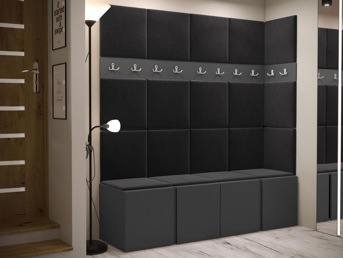 GARDEROBEN-SET Orion II - Anthrazit/Graphitfarben, Holzwerkstoff/Kunststoff (168/186/46cm) - MIRJAN24