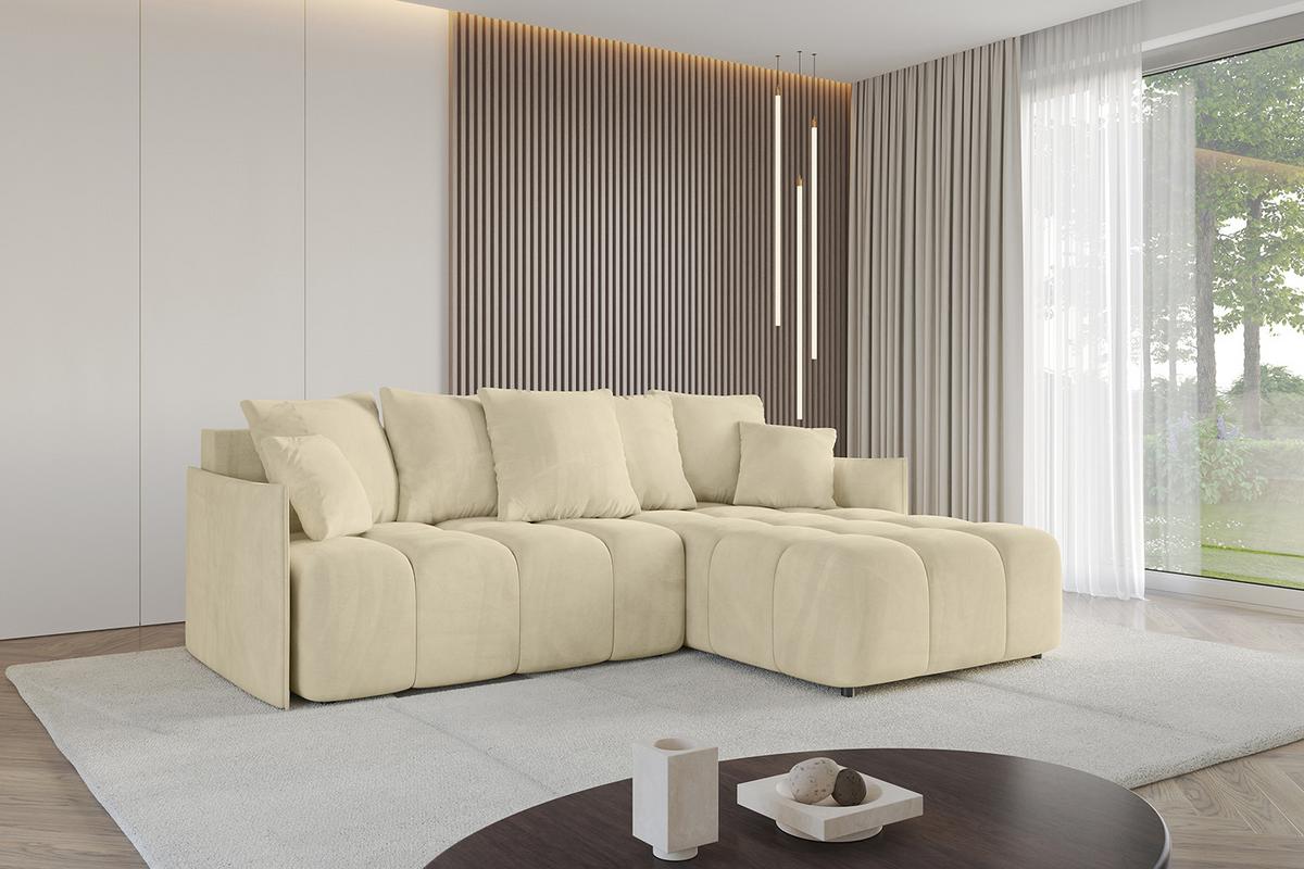 ECKSOFA Ottomane rechts LONLI-L 251x189x68 Taupe Velours - Taupe, Holzwerkstoff/Kunststoff (189/251cm) - ALTDECOR
