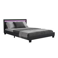 POLSTERBETT Paris schwarz 140x200cm mit Matratze und LED (16 Farben) - Schwarz, Textil (140/200cm) - Juskys