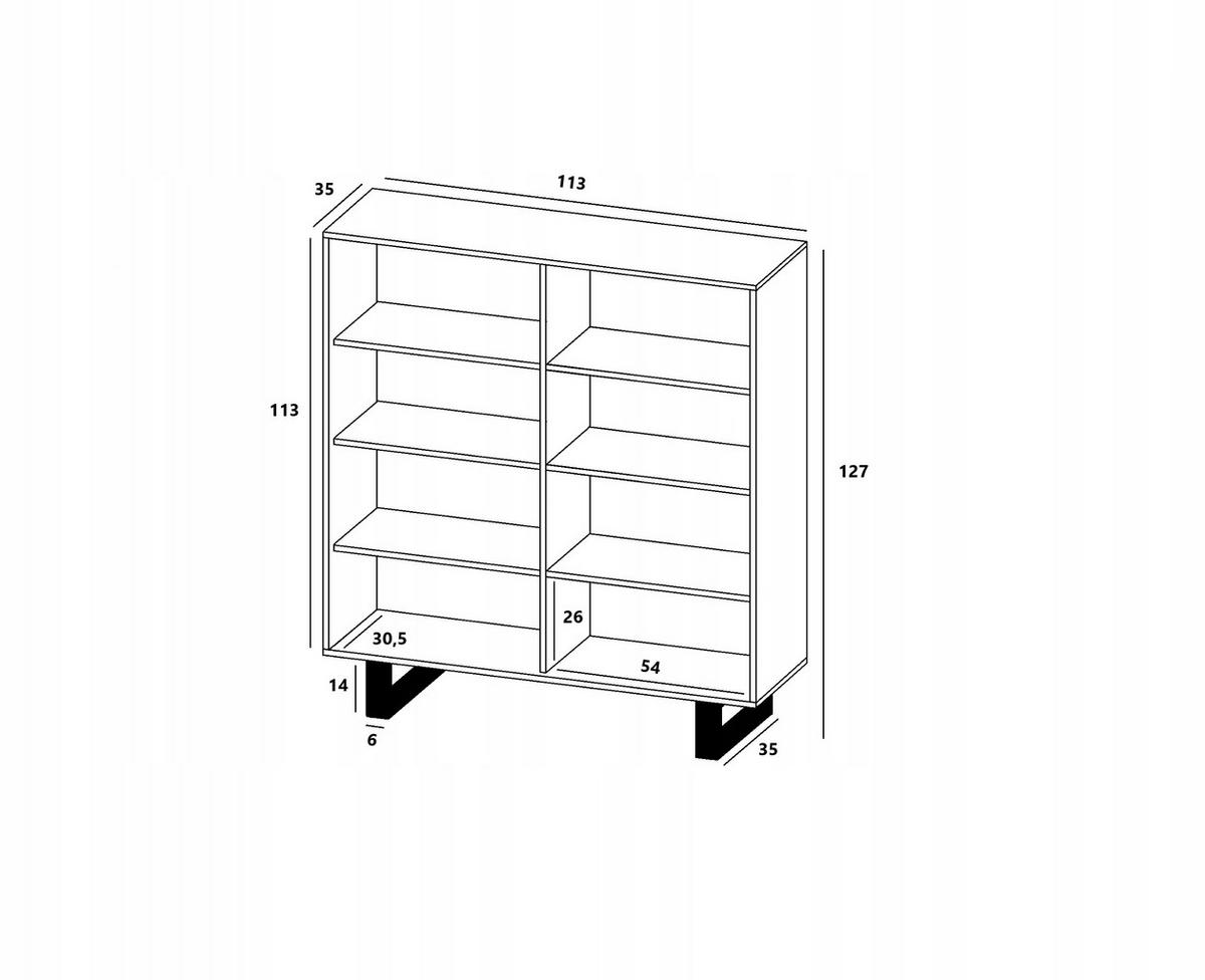 KOMMODE Apollo 4D Eiche wotan Weiß Matt 113/127/35 cm - Weiß, Holzwerkstoff/Metall (113/127/35cm) - Meble Lindner