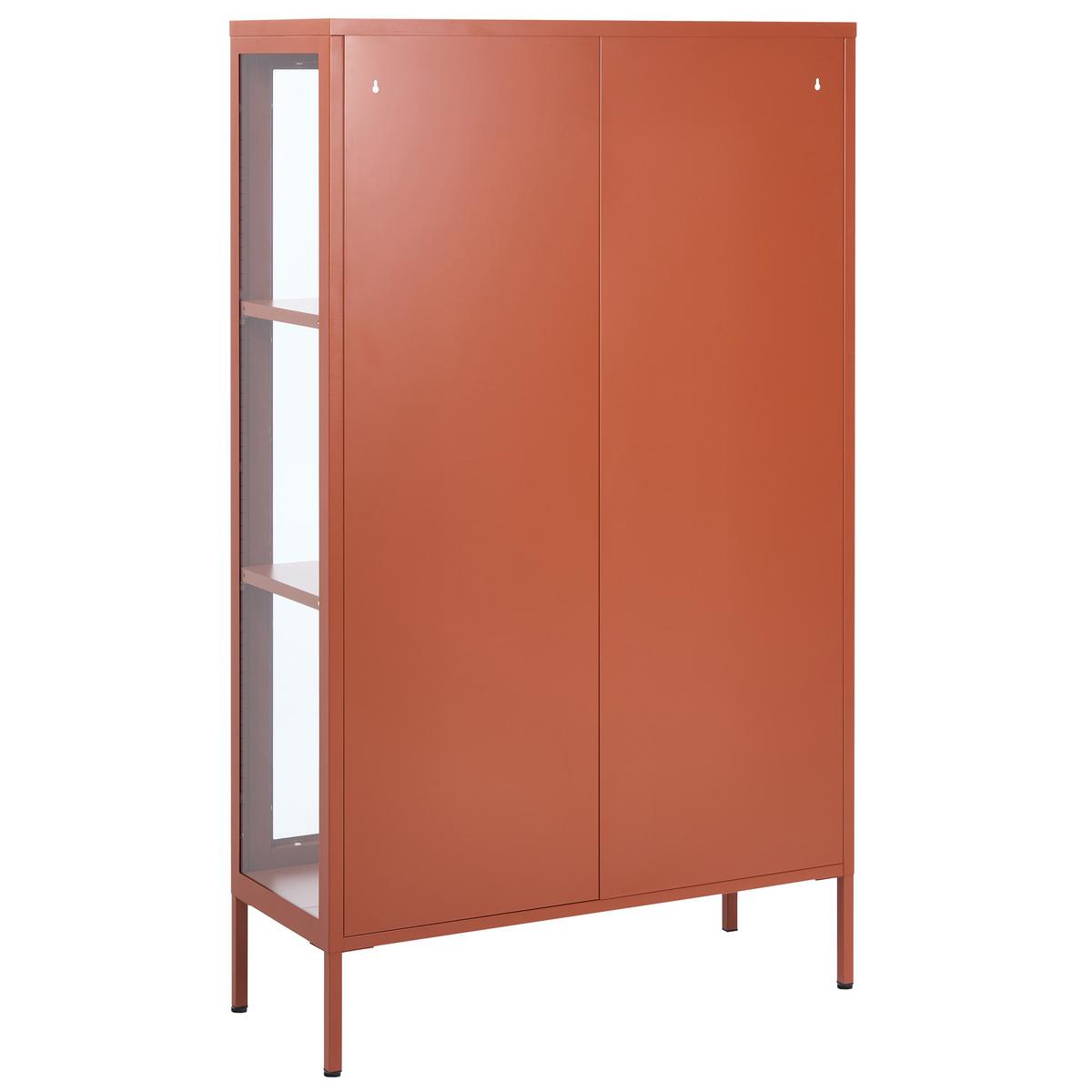 VITRINE mit Glastüren Metall 90 cm Goldbraun Nash - Goldfarben/Braun, Metall (90/150/35cm) - Beliani