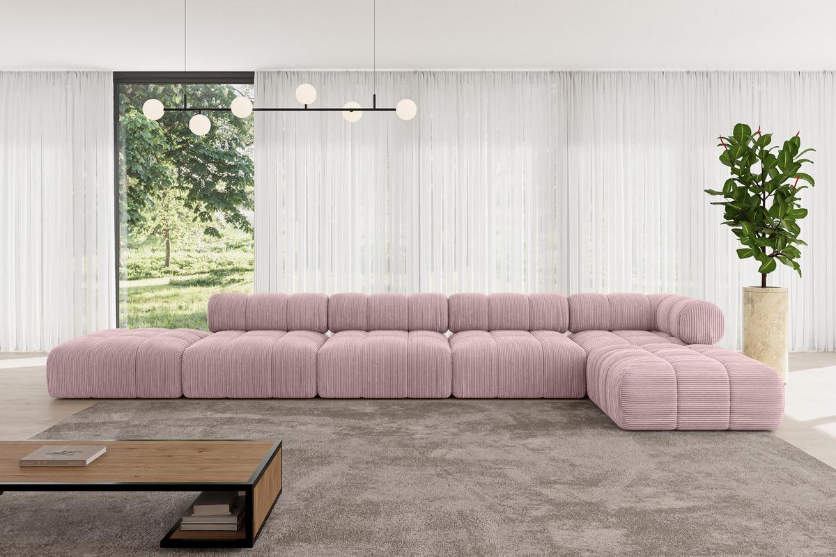 ECKSOFA modulares Sofa Kerru-L3 - 475x190x70 cm Rosa Cord - Rosa, Holzwerkstoff/Textil (475/190cm) - ALTDECOR