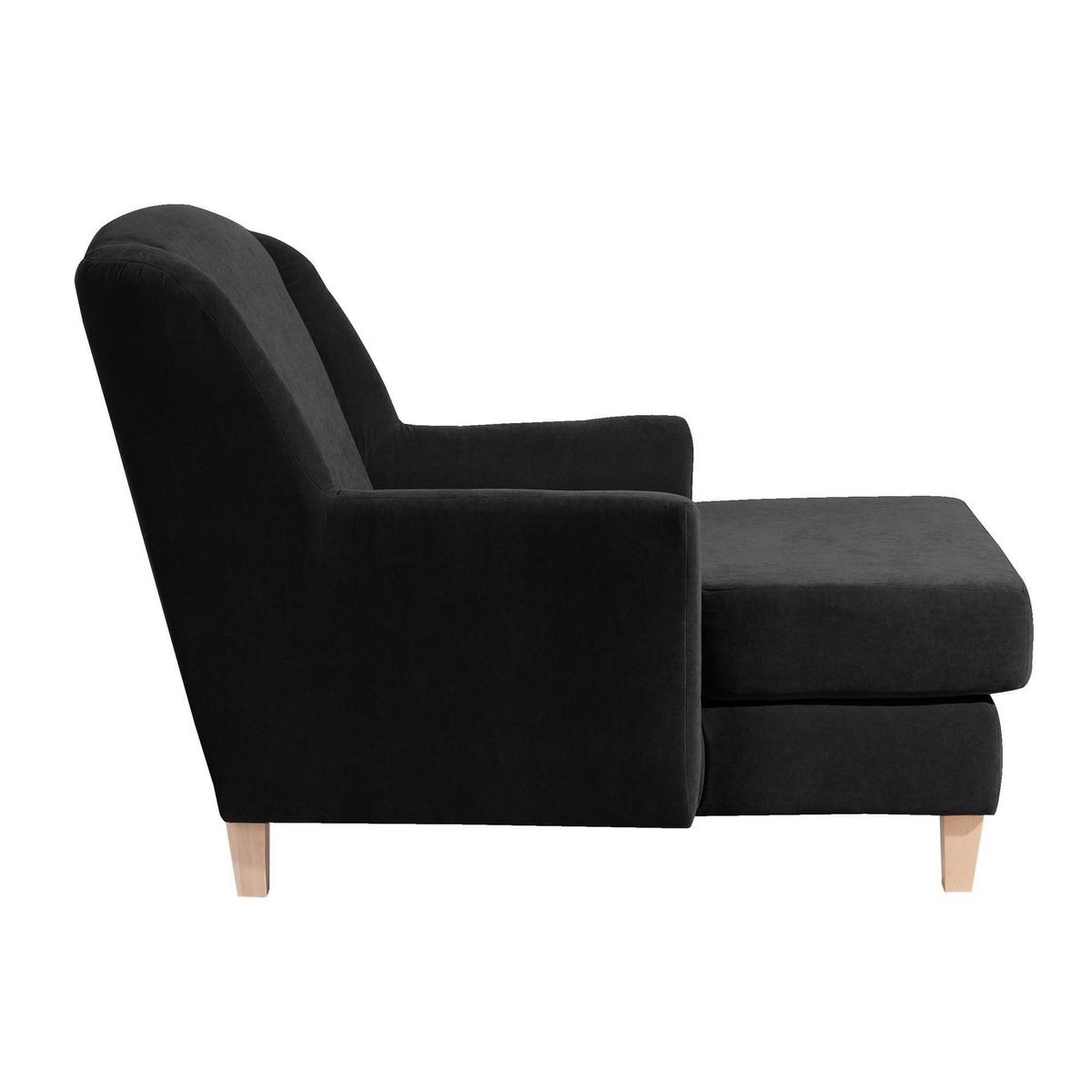 SESSEL XXL Karil Bezug Veloursstoff Buche natur / schwarz - Schwarz, Kunststoff (136/107/142cm) - 58aufmkessel