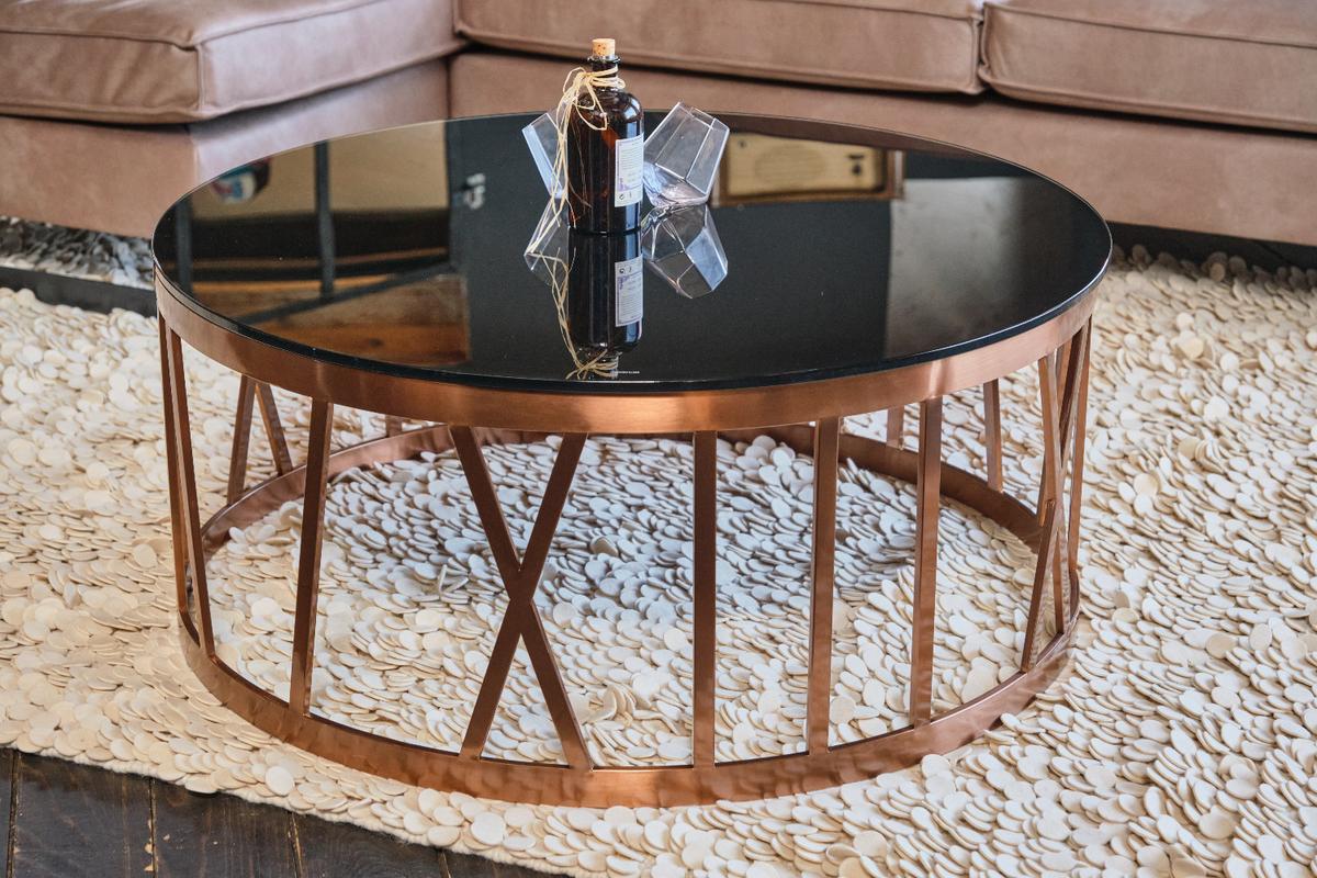COUCHTISCH MELLA Rosé Glas - Roségold/Rosa, Glas/Metall (100/100/43cm) - KAWOLA