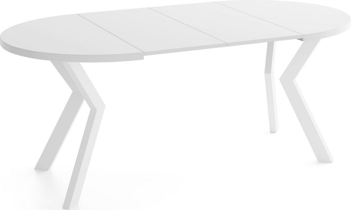 ESSTISCH Savio Weiß rund ausziehbar verlängerbar, Weiß 90-190/90/77 cm - Weiß, Holz/Holzwerkstoff (90/190/77cm) - WFL GROUP