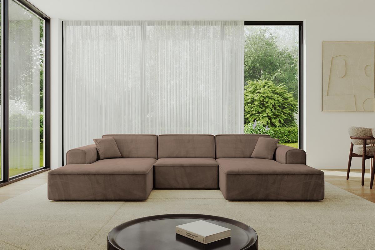 WOHNLANDSCHAFT IREA-U1-v3 - 301x165x77 cm Braun - Braun, Holzwerkstoff/Textil (301/77/165cm) - ALTDECOR