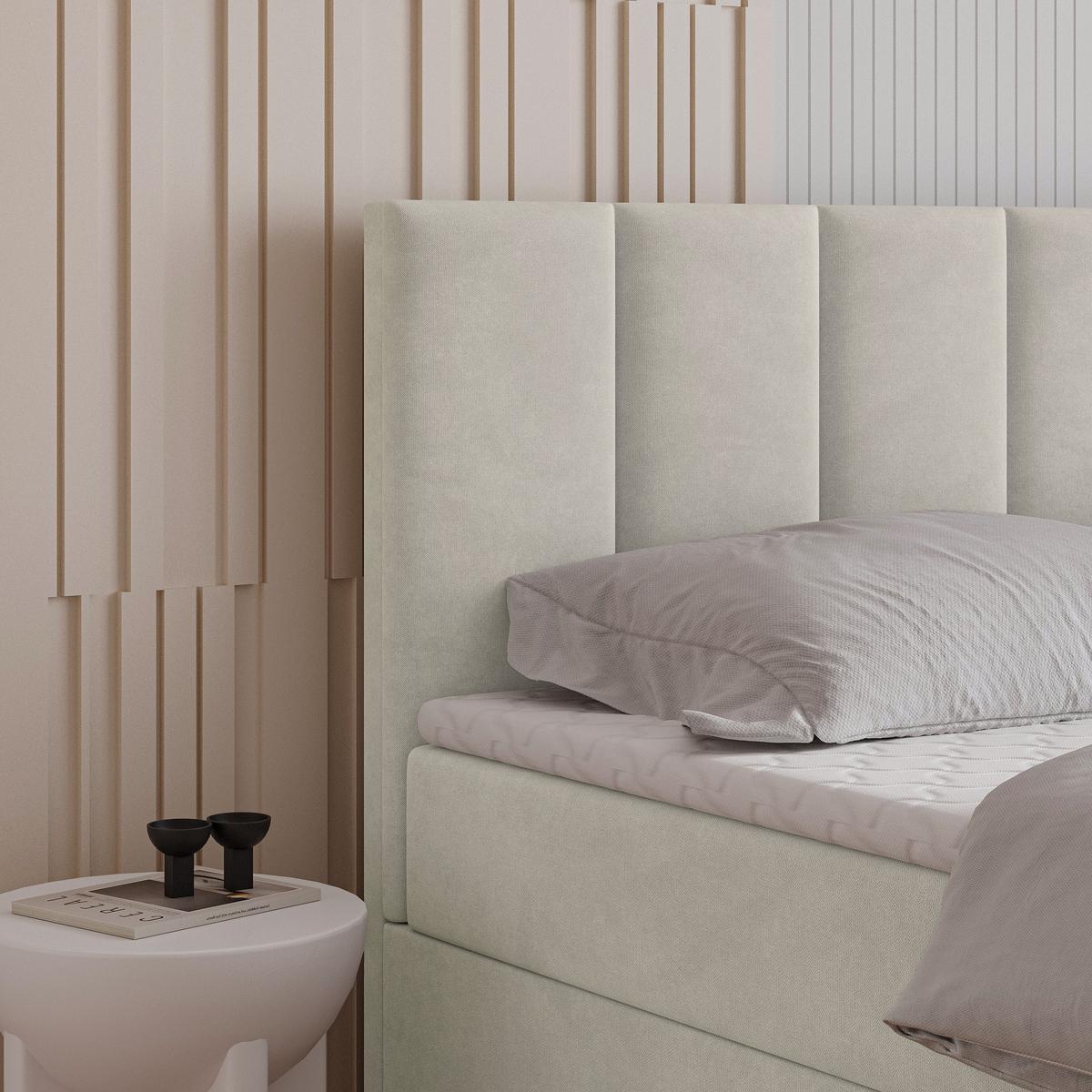 BOXBETT MERIL 180x200 cm mit Matratze und Topper - Creme - Creme, Holz (180/200cm) - MASSENO