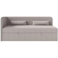JUGENDBETT Calmmo Dunkelbeige mit Chenille-Bezug, Kopfteil links - Cappuccino, Textil (90/200cm) - Selsey