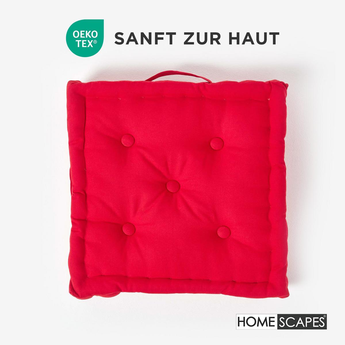 SITZKISSEN rot 40/40/8 cm – Bodenkissen unifarben - Rot, Textil (40/40/8cm) - Homescapes