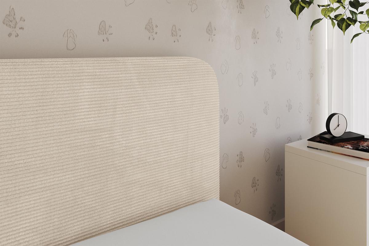 EINZELLBETT Jugendbett mit Bettkasten und Matratze H3/H4, Links - ELSY 80x200 Beige - Creme, Holzwerkstoff/Textil (80/200cm) - ALTDECOR