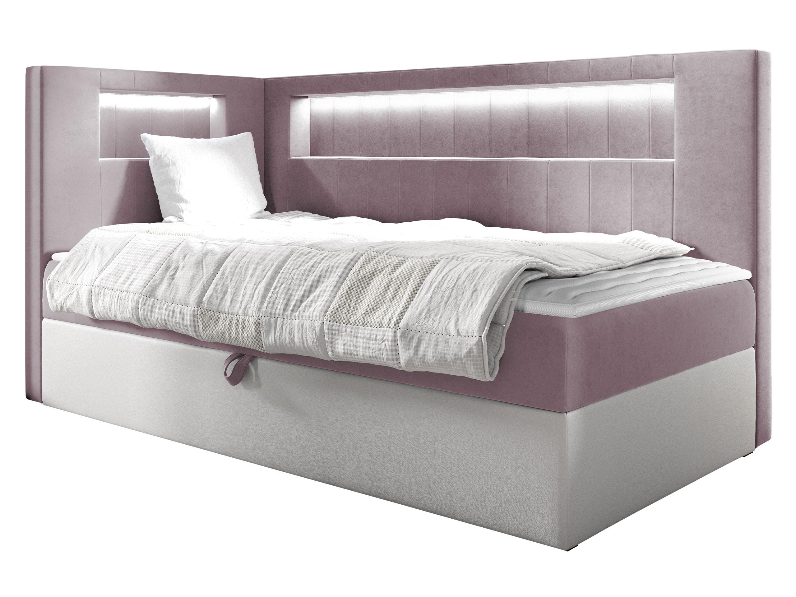 BOXBETT Gold Junior 3, Seite zum Öffnen des Bettkastens: Links - H3 - Weiß/Rosa, Holz (90/200cm) - MIRJAN24